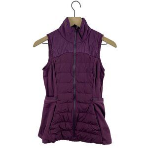 Lululemon Down For It All Women's Size 4 Goose Down FIlled Puffer Vest Wine Red